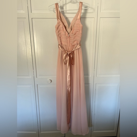 Azazie pearl pink color maxi bridesmaid dress in size A2 - Picture 2 of 10